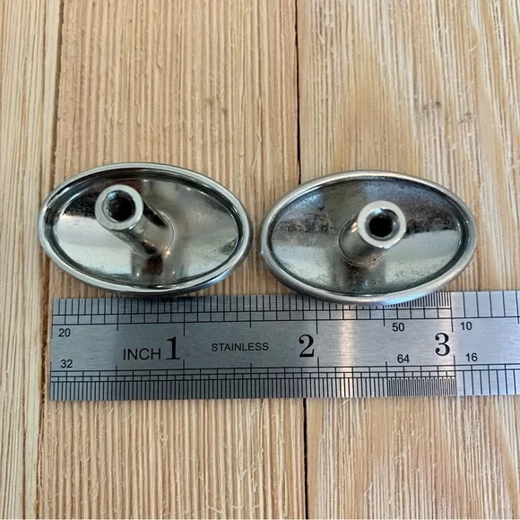 Set of 2 Satin Nickel Oval Shell Knob Cabinet Pulls Flower Drawer Knobs Hardware - Picture 6 of 10